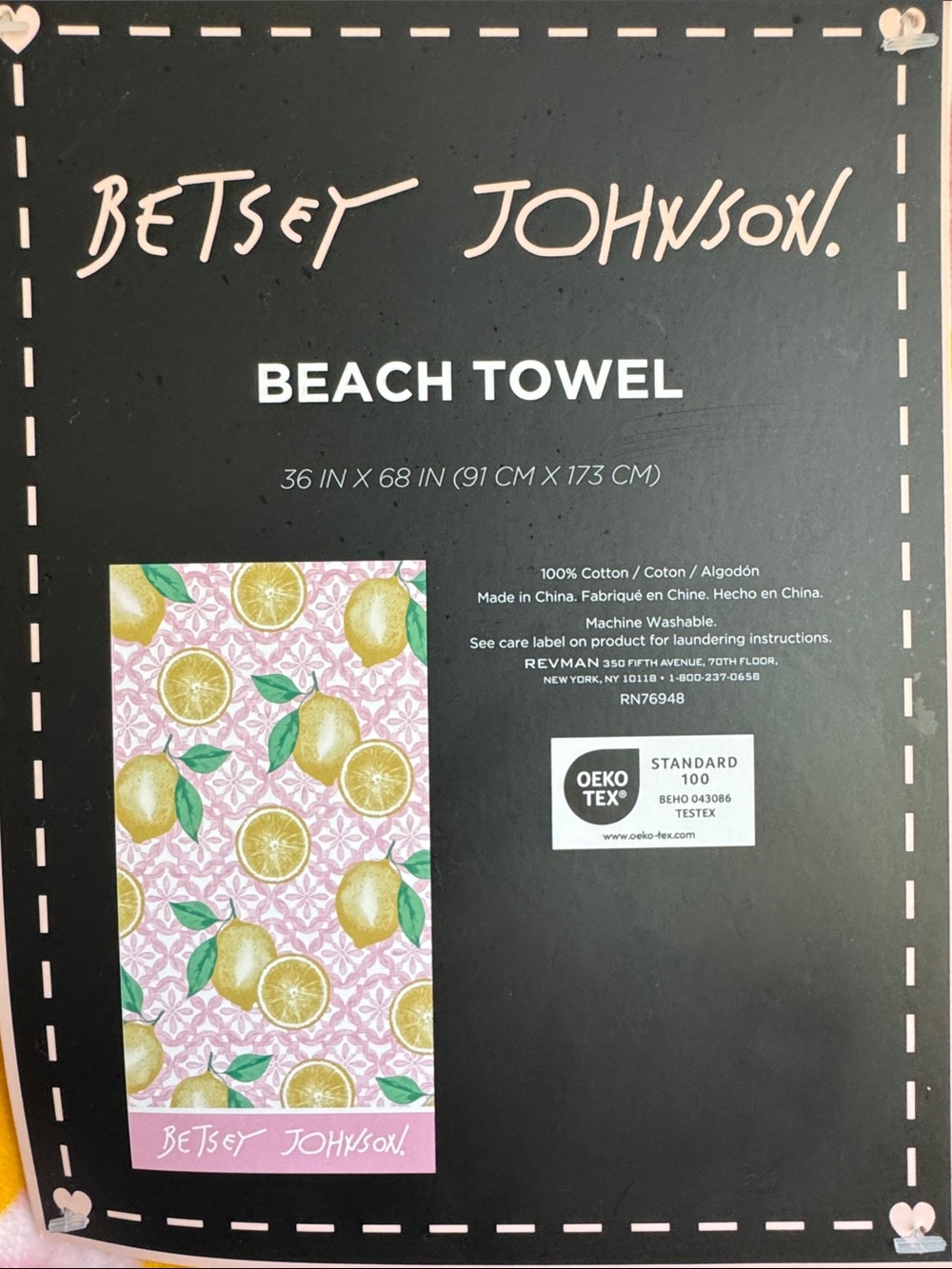 🍋🌸 Betsey Johnson Pink Lemon Beach Towel – Bright, Fun & Summer Ready! 🌸🍋 - Picture 4 of 9